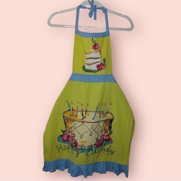 Julia Junkin Happy Birthday Cake Graphic Green Colorful Apron - Picture 1 of 7